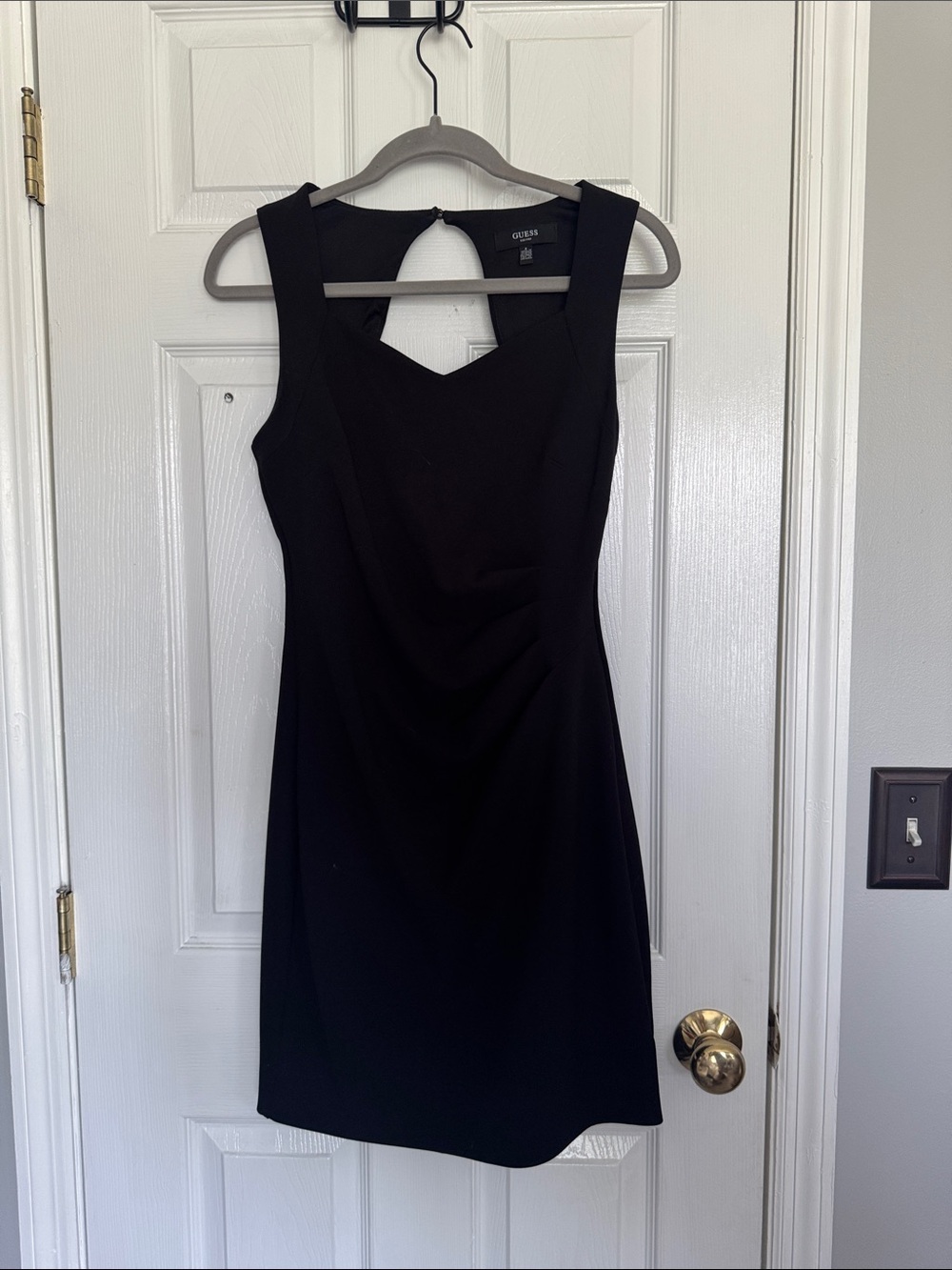 GUESS Black Sleeveless V-Notch Mini Dress